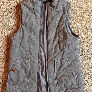 Gray Quilted Vest with Pockets
